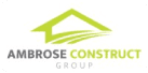 Logo of Ambrose Construct Group featuring a stylized lime green house shape above three curved lines. The text "AMBROSE CONSTRUCT GROUP" is below, in bold, with "AMBROSE" in gray and "CONSTRUCT" in lime green.